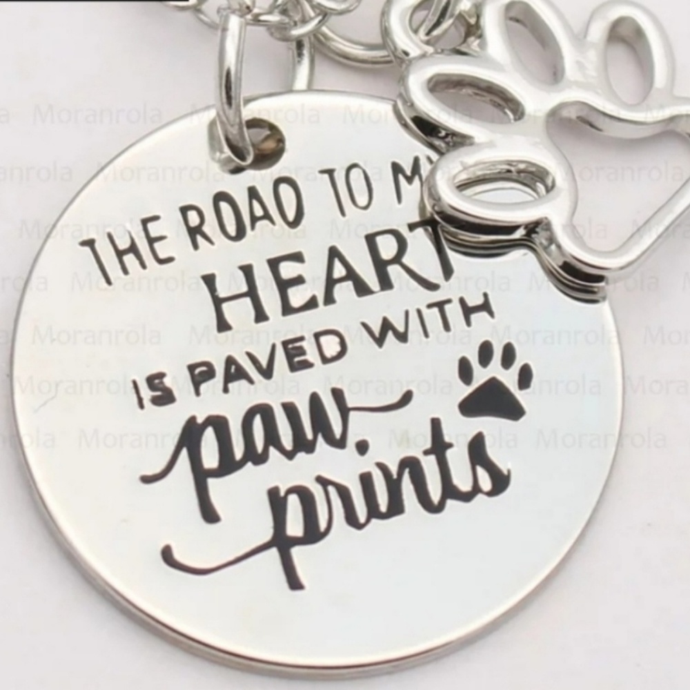 Road to my Heart Paw Prints Necklace